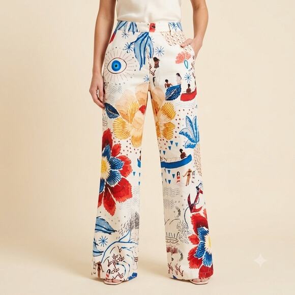 Source Unknown Pants - 379-No Brand Printed Pants size L / Waist 16” / Inseam 30”